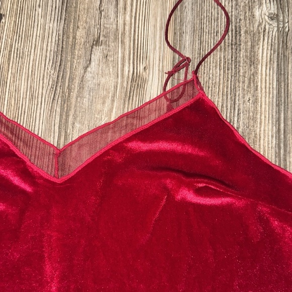 Free People intimately small Red Chemise tank top hi how sheer trim top - Picture 3 of 4